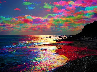 Ciel avec des Nuages Colorés Broderie Diamant