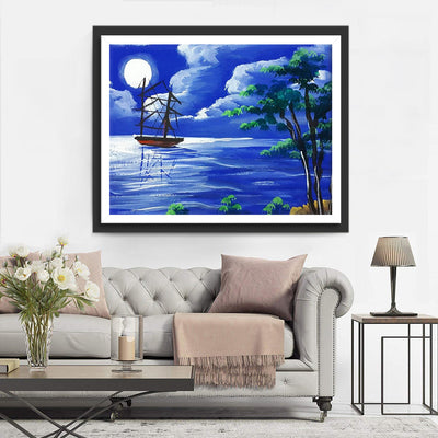 Ciel Bleu Nuageux Broderie Diamant