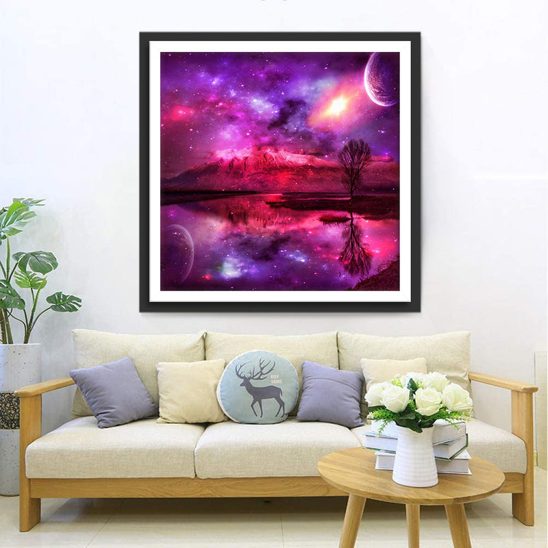 Ciel et Lac Fantastiques Broderie Diamant