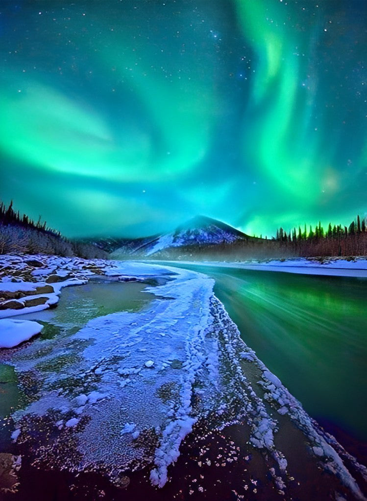 Ciel Etoilé et Aurore Polaire Broderie Diamant