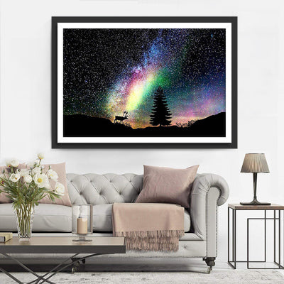 Ciel Etoilé et Luminière Colorée Broderie Diamant