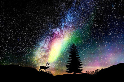 Ciel Etoilé et Luminière Colorée Broderie Diamant