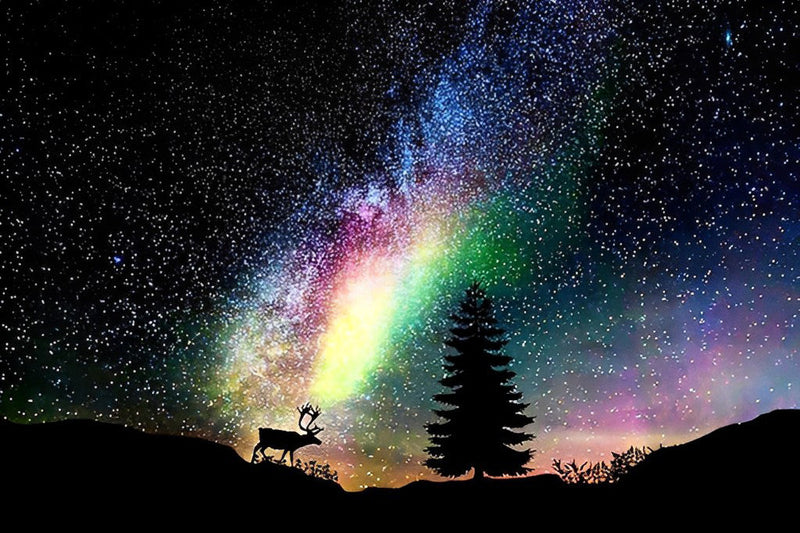 Ciel Etoilé et Luminière Colorée Broderie Diamant