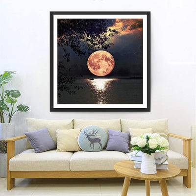 Ciel Etoilé et Lune Enorme Broderie Diamant