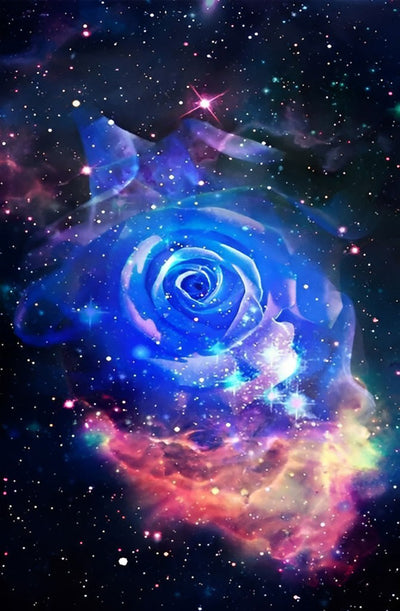 Ciel Etoilé et Rose Bleue Broderie Diamant