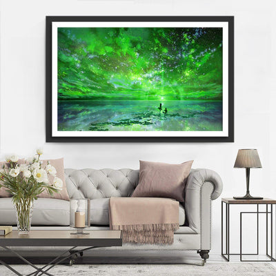 Ciel Etoilé Vert Broderie Diamant