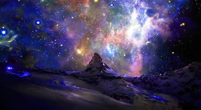 Ciel Etoilé Violet et Montagne Broderie Diamant