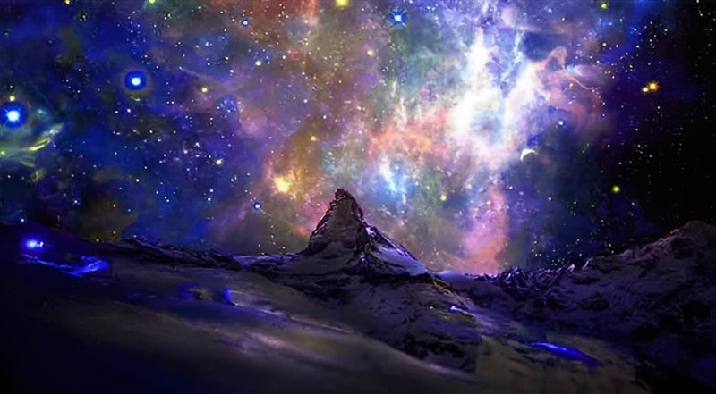 Ciel Etoilé Violet et Montagne Broderie Diamant