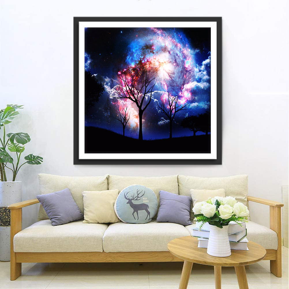 Ciel Etrange et Arbres Morts Broderie Diamant