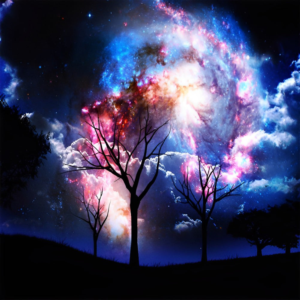 Ciel Etrange et Arbres Morts Broderie Diamant