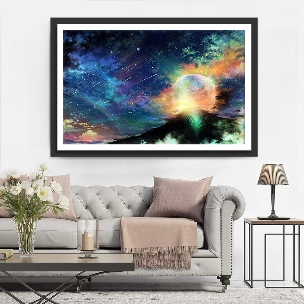 Ciel Fantastique et les Étoiles Filantes Broderie Diamant