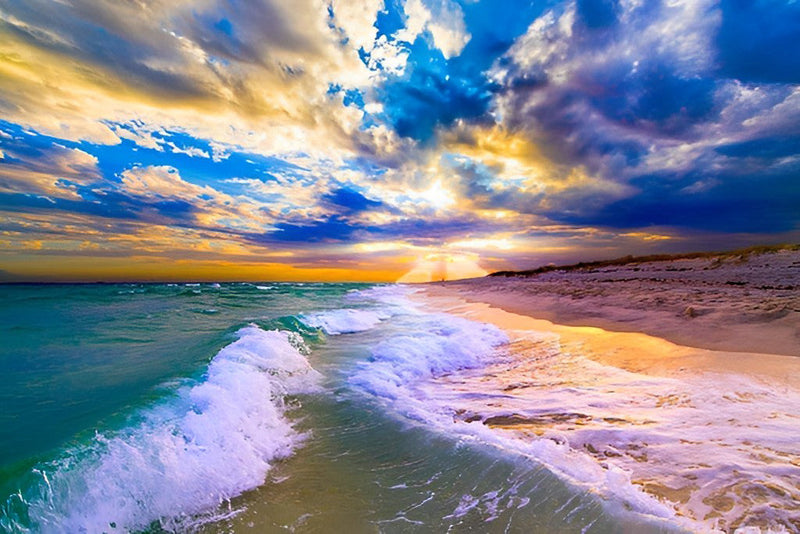 Ciel Nuageux et la Mer Broderie Diamant