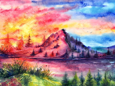 Ciel Rouge et Bleu Broderie Diamant