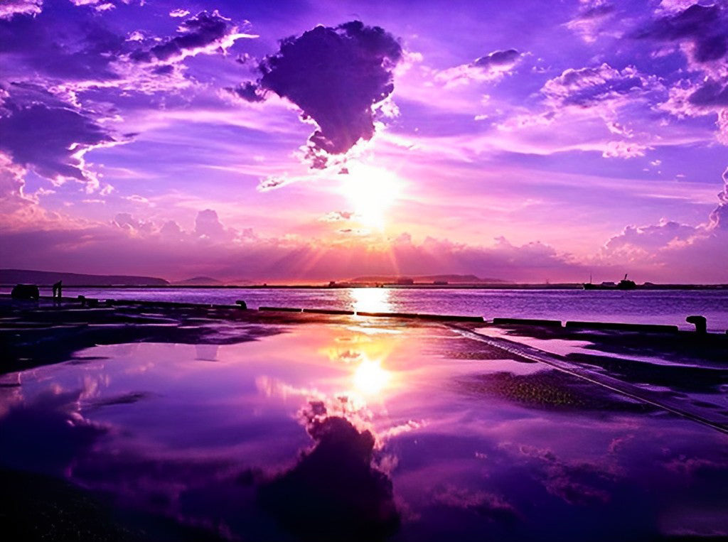 Ciel Violet et Soleil Broderie Diamant