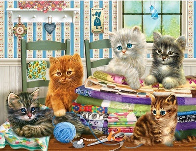 Cinq Chatons à la Table à Manger Broderie Diamant