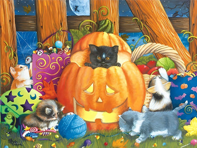 Citrouilles et Chatons de Halloween Broderie Diamant