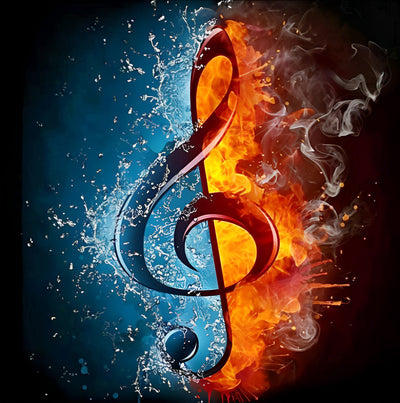 Clef de Sol de l'Eau et de Flamme Broderie Diamant