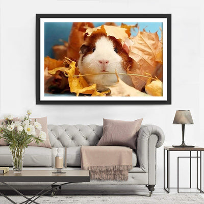 Cochon d'Inde et les Feuilles d'Automne Broderie Diamant