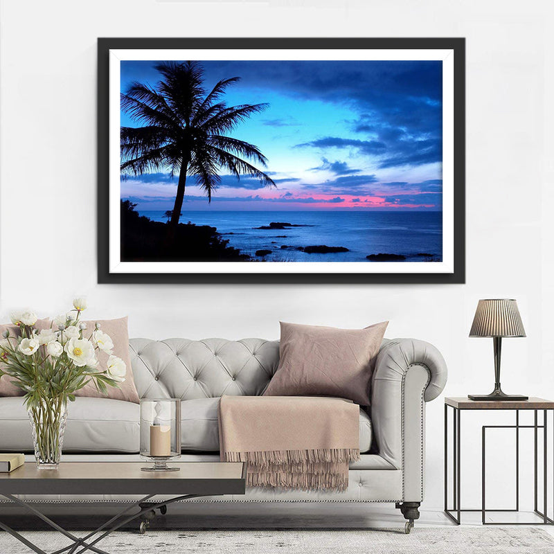 Cocotier au Bord de la Mer Broderie Diamant