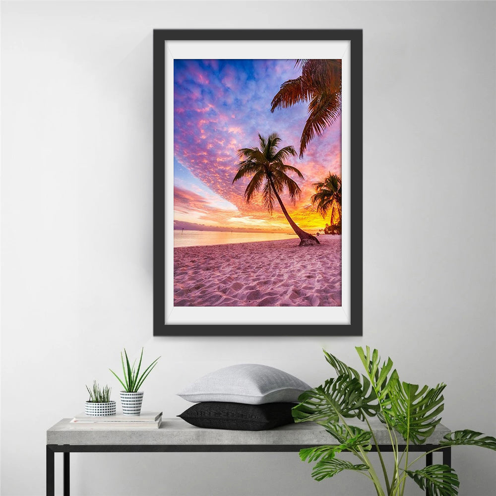 Cocotier sur la Plage Broderie Diamant