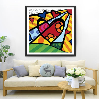 Coeur et Soleil d'Art Abstrait Broderie Diamant