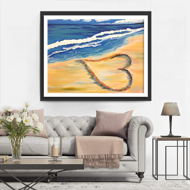 Cœur sur Plage Aimer Populaire Broderie Diamant