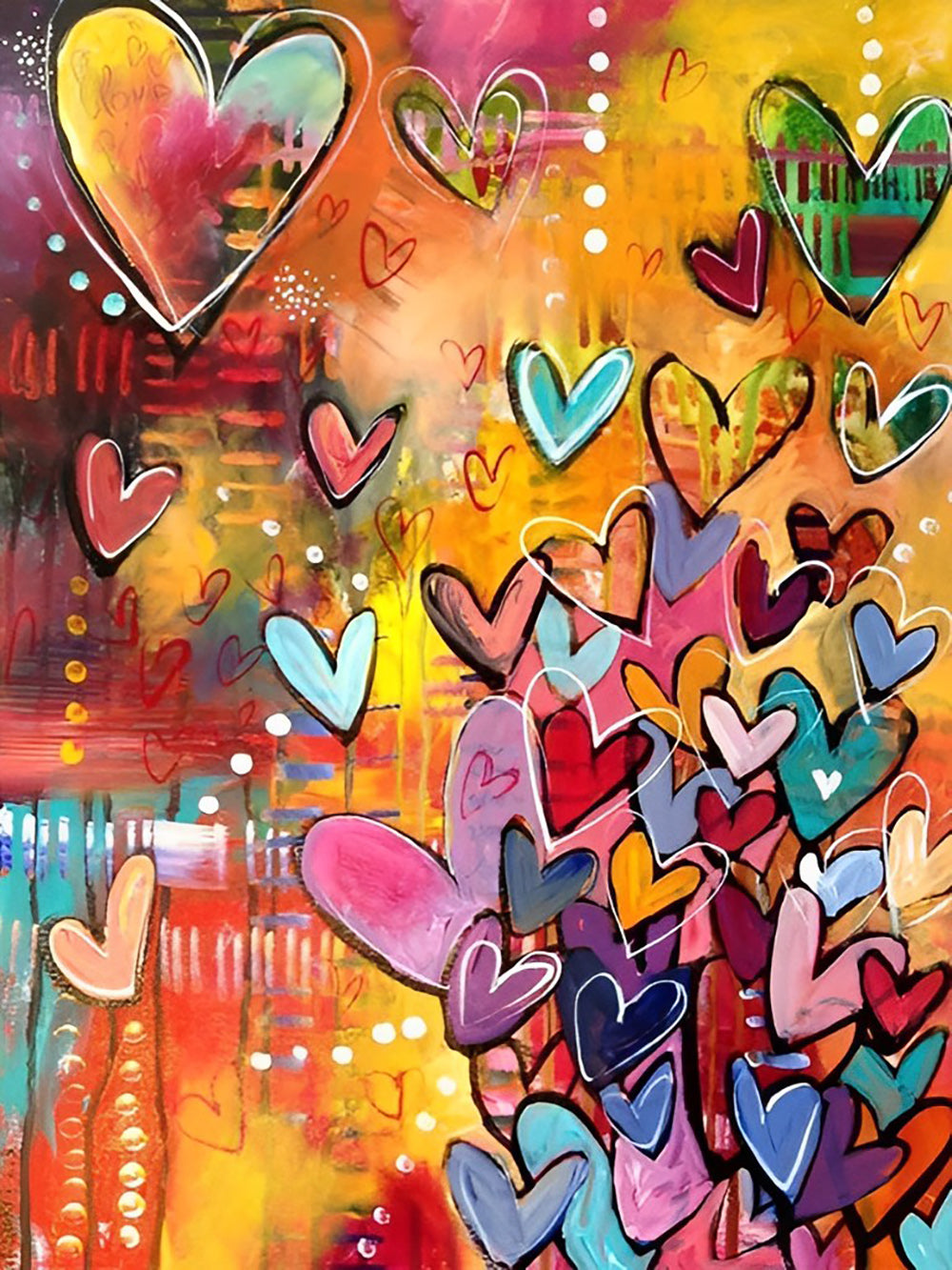 Cœurs Oranges Broderie Diamant