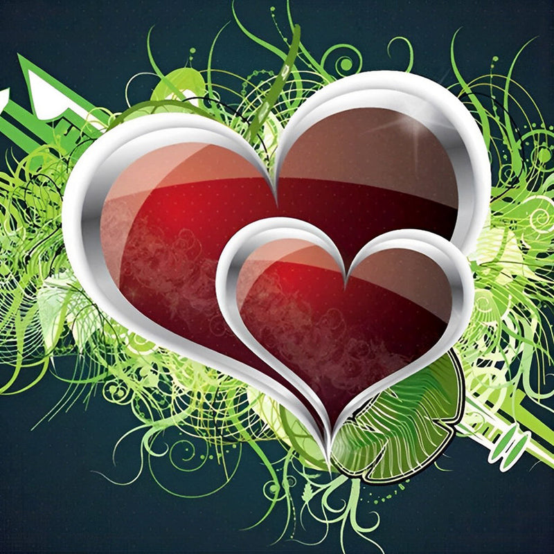 Cœurs Rouges Broderie Diamant
