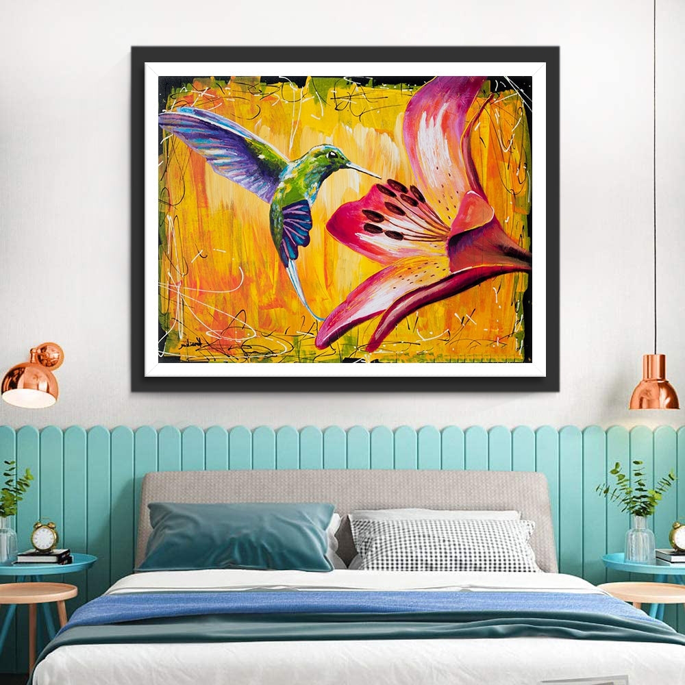 Colibri Dessiné Broderie Diamant