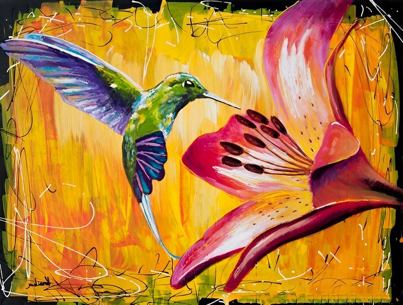 Colibri Dessiné Broderie Diamant