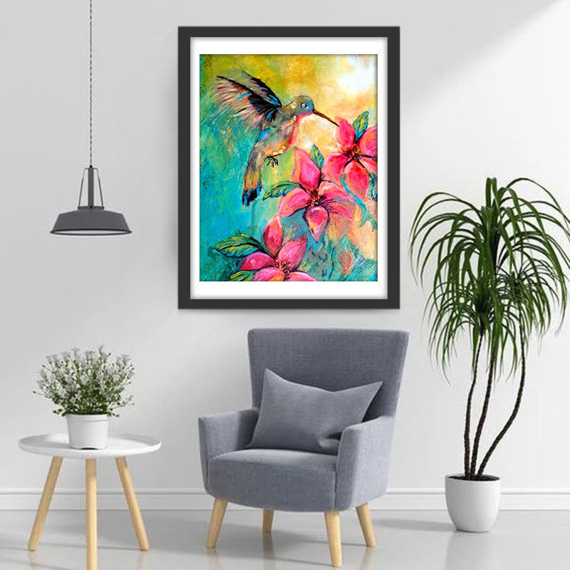 Colibri et Fleurs de Peiture à l&