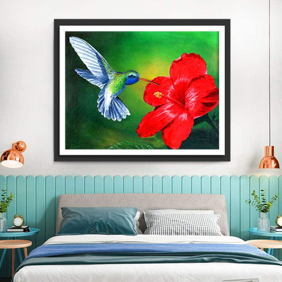 Colibri Suçant du Nectar Broderie Diamant