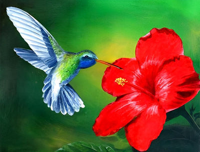 Colibri Suçant du Nectar Broderie Diamant