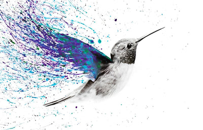 Colibris aux Plumes Violettes et Bleues Broderie Diamant