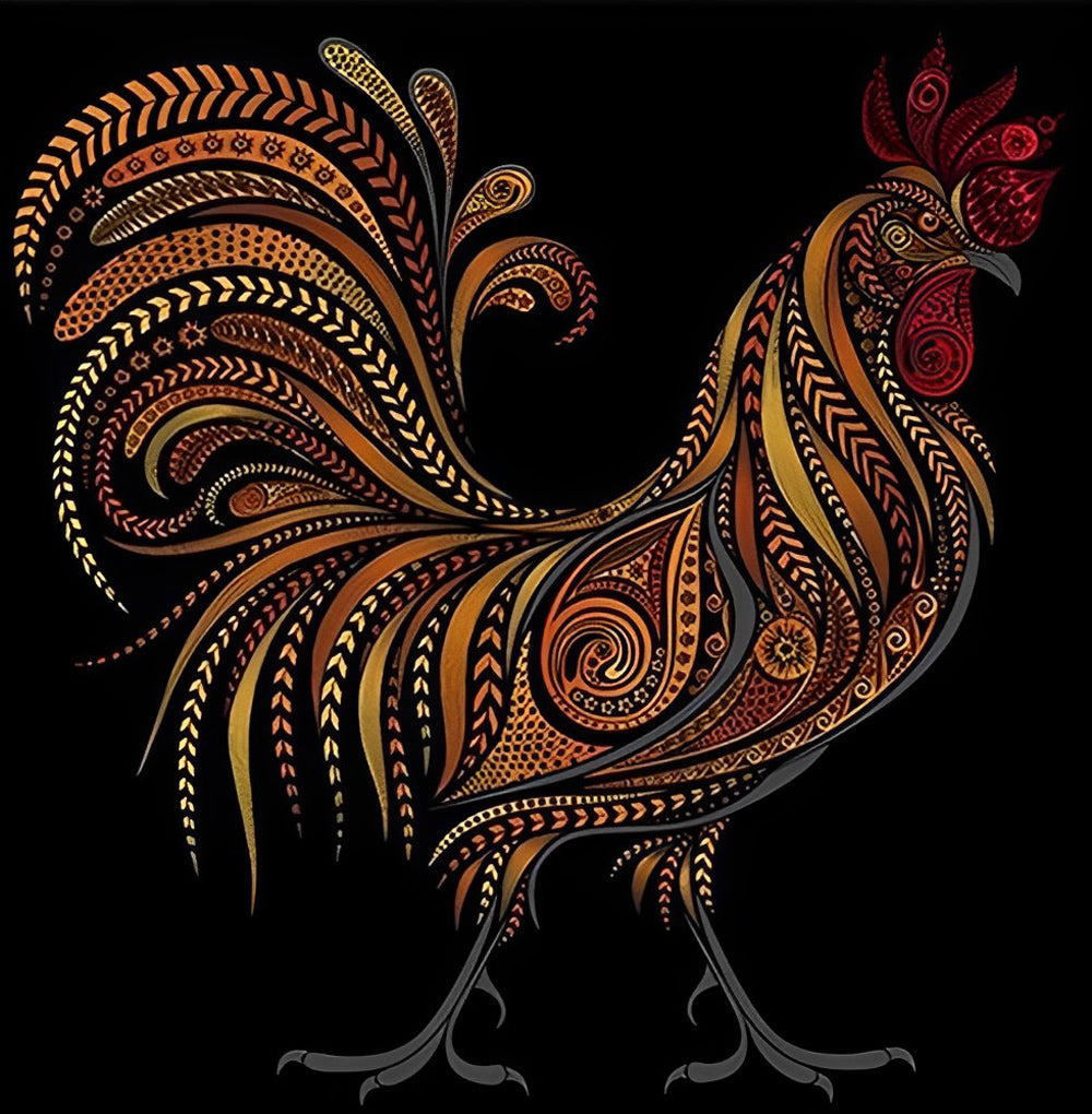 Coq avec de Motifs Broderie Diamant