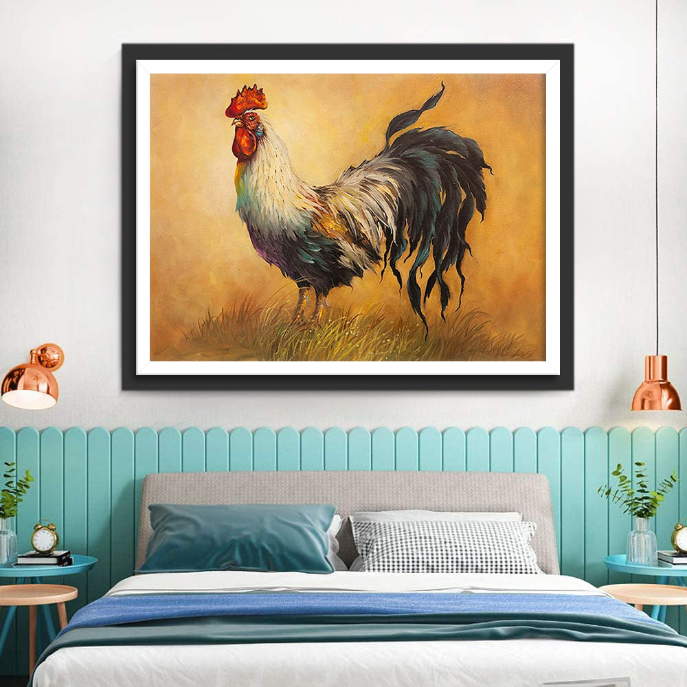 Coq dans le Tableau Broderie Diamant