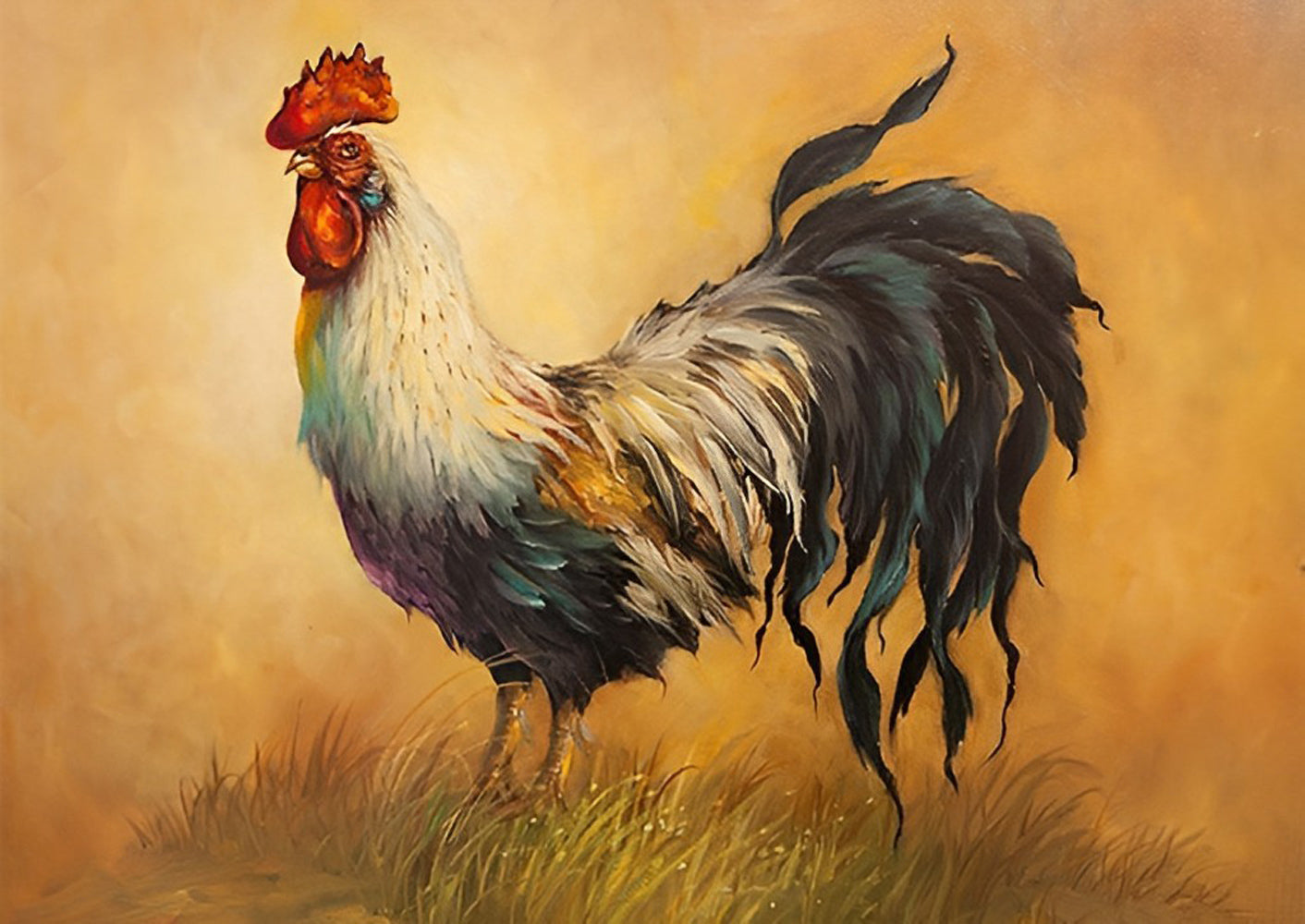 Coq dans le Tableau Broderie Diamant