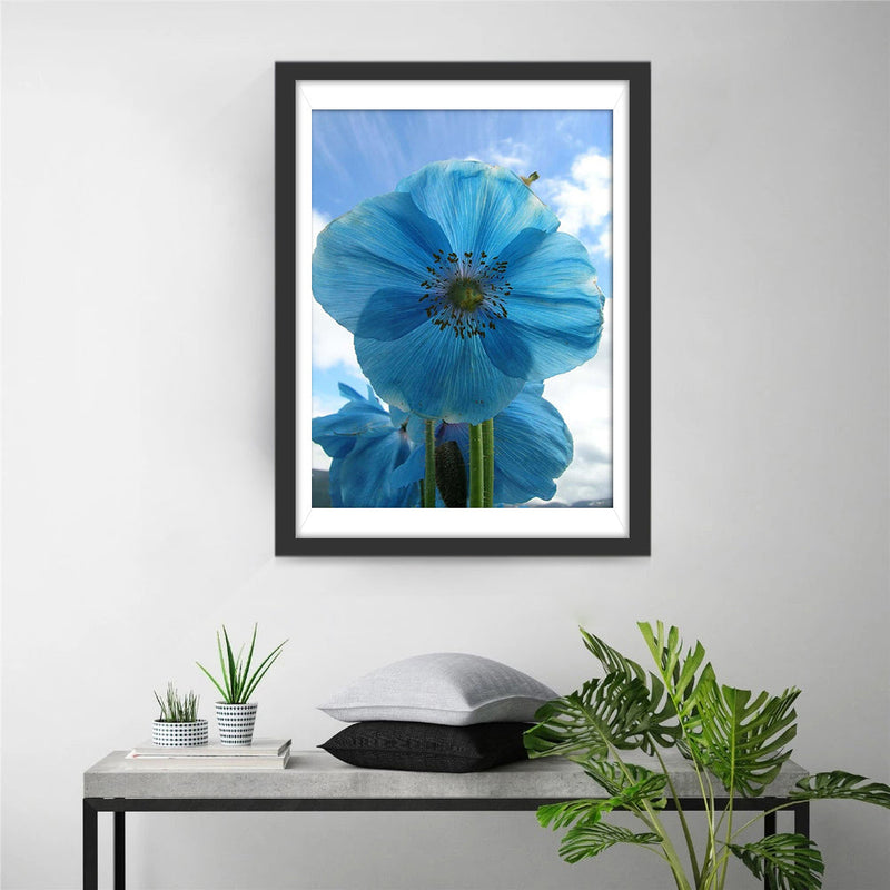 Coquelicots Bleus et le Ciel Bleu Broderie Diamant