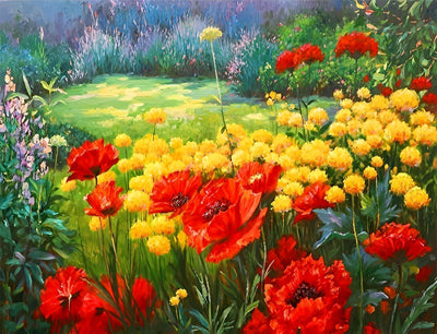 Coquelicots Rouges et Jaunes Broderie Diamant