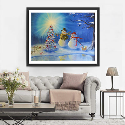 Couple Bonhomme de Noël Broderie Diamant