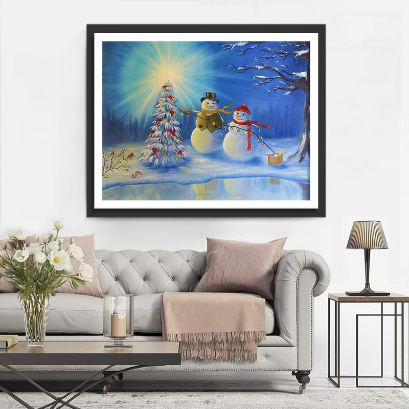 Couple Bonhomme de Noël Broderie Diamant