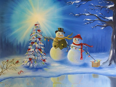 Couple Bonhomme de Noël Broderie Diamant