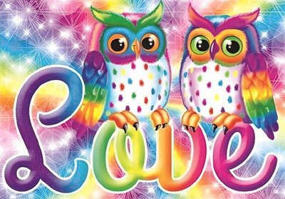 Couple d'Hibou Coloré Broderie Diamant