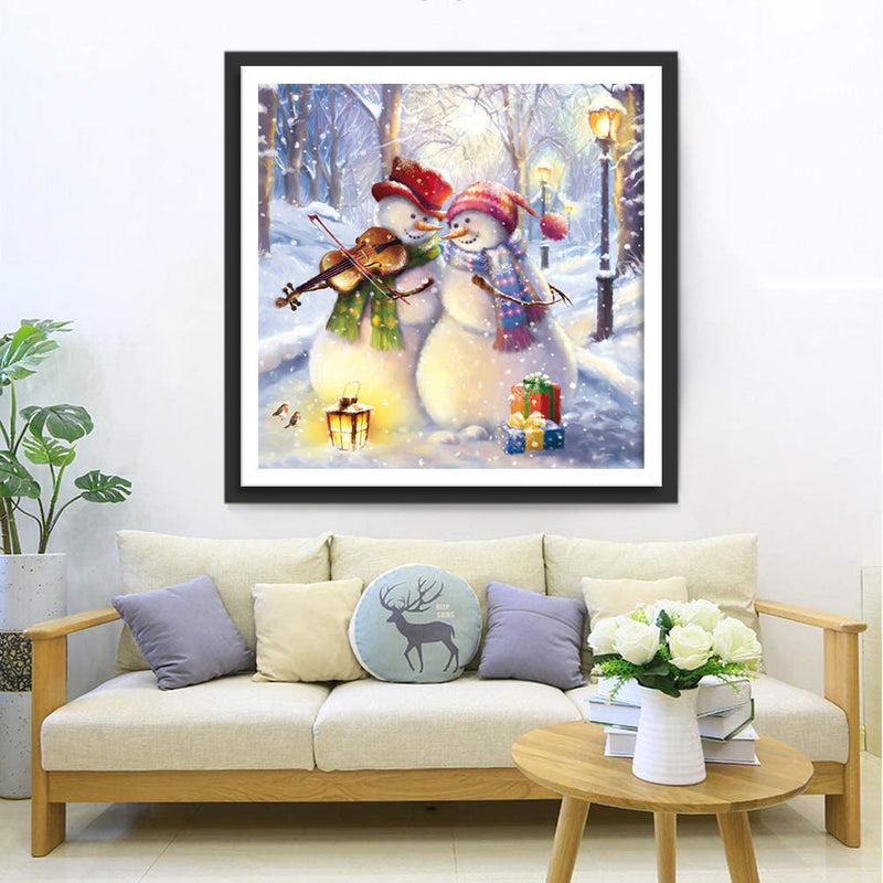 Couple de Bonhomme à Noël Broderie Diamant