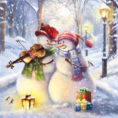 Couple de Bonhomme à Noël Broderie Diamant