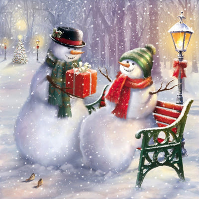 Couple de Bonhomme de Neige dans Noël Fête Broderie Diamant