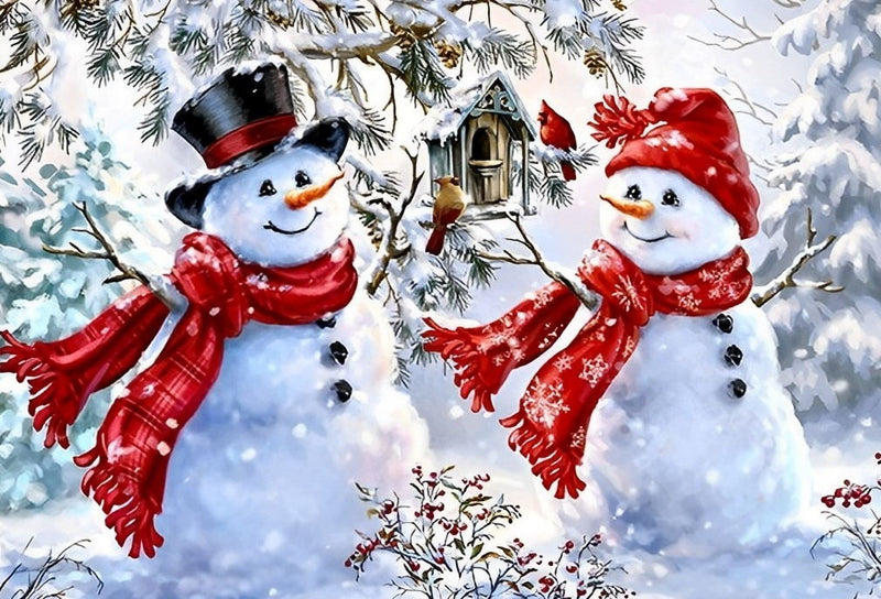Couple de Bonhomme de Noël Fête Broderie Diamant