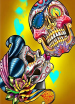 Couple de Crânes Broderie Diamant