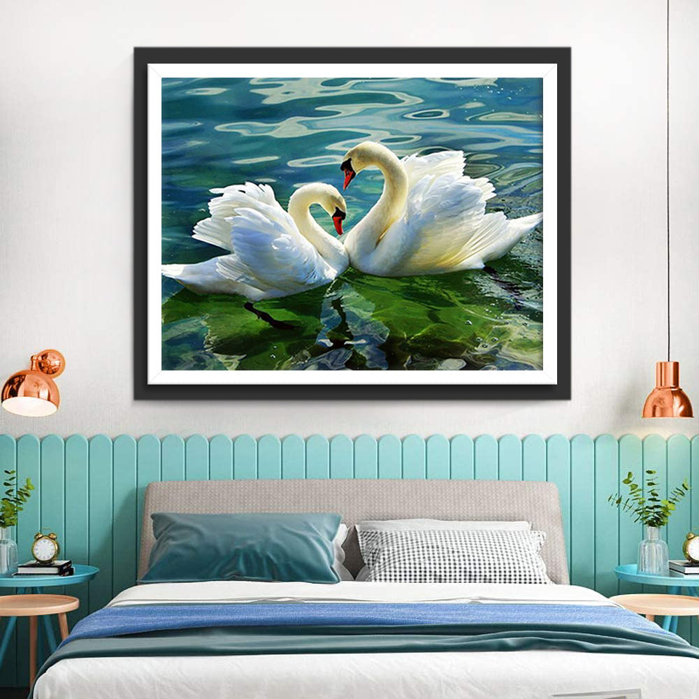 Couple de Cygnes Broderie Diamant