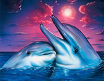 Couple de Dauphins Broderie Diamant